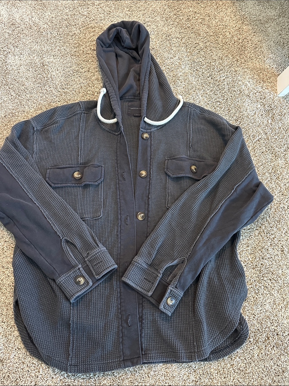 American Eagle Outfitters womens Lightweight Hooded Shirt Jacket - gray